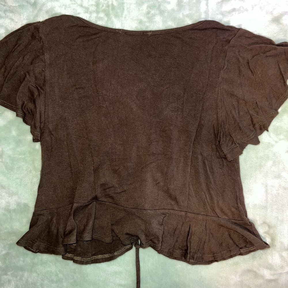 Green Front Rouch Top - Picture 2 of 2